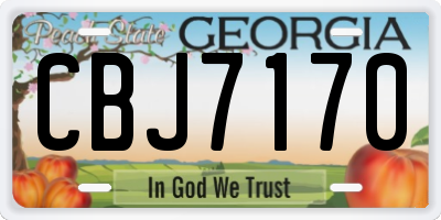GA license plate CBJ7170