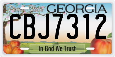 GA license plate CBJ7312