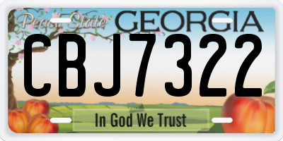 GA license plate CBJ7322