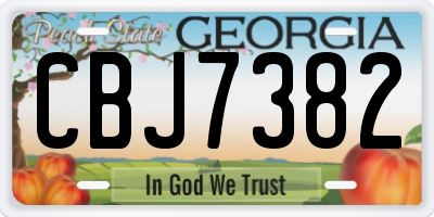 GA license plate CBJ7382