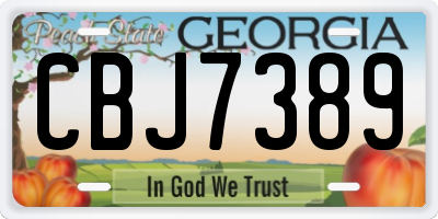 GA license plate CBJ7389