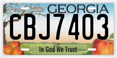 GA license plate CBJ7403