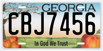 GA license plate CBJ7456