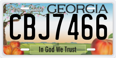 GA license plate CBJ7466