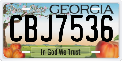 GA license plate CBJ7536
