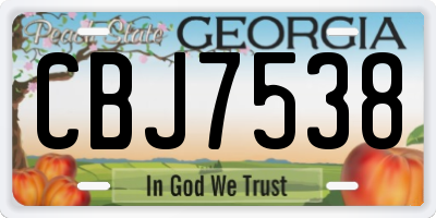GA license plate CBJ7538