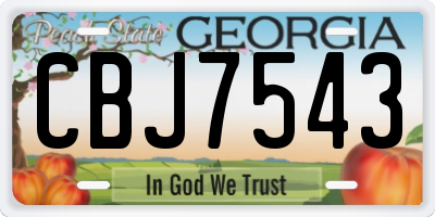 GA license plate CBJ7543