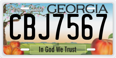 GA license plate CBJ7567