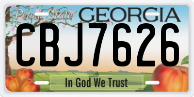 GA license plate CBJ7626