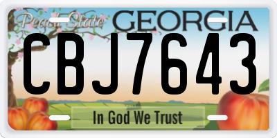 GA license plate CBJ7643