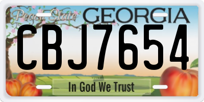 GA license plate CBJ7654