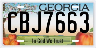 GA license plate CBJ7663