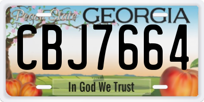 GA license plate CBJ7664