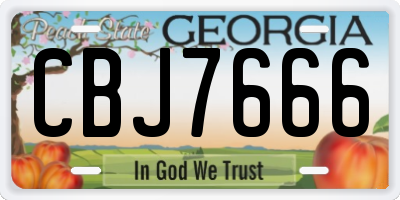 GA license plate CBJ7666