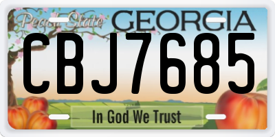 GA license plate CBJ7685