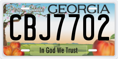 GA license plate CBJ7702