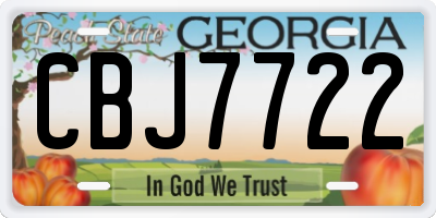 GA license plate CBJ7722