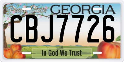 GA license plate CBJ7726