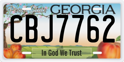 GA license plate CBJ7762