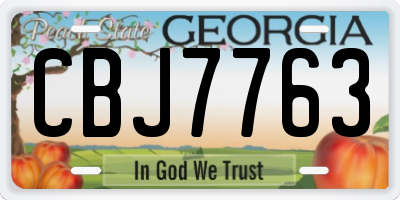 GA license plate CBJ7763