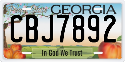 GA license plate CBJ7892