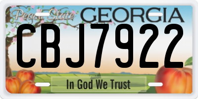 GA license plate CBJ7922