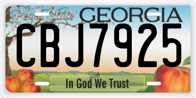 GA license plate CBJ7925