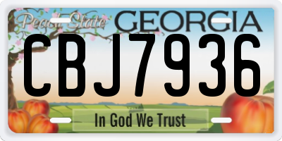 GA license plate CBJ7936