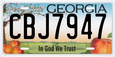 GA license plate CBJ7947