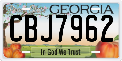 GA license plate CBJ7962