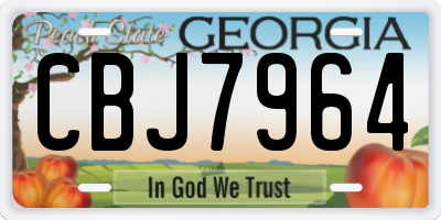 GA license plate CBJ7964