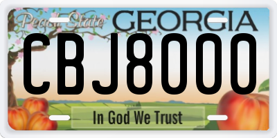 GA license plate CBJ8000