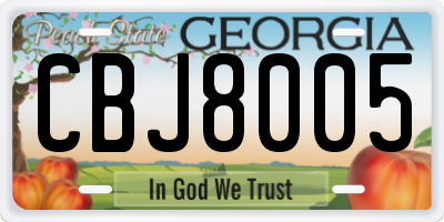 GA license plate CBJ8005