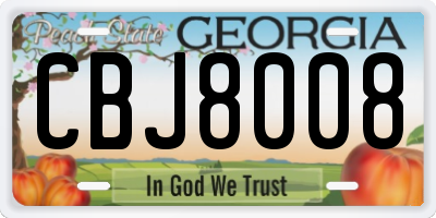GA license plate CBJ8008
