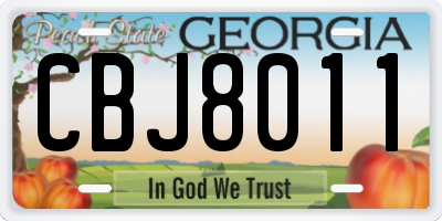 GA license plate CBJ8011