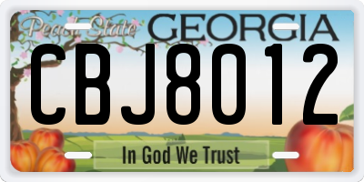 GA license plate CBJ8012