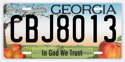 GA license plate CBJ8013