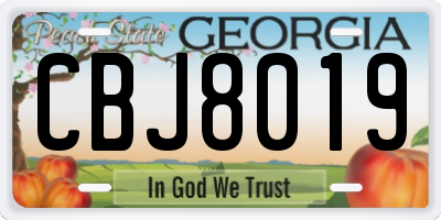 GA license plate CBJ8019