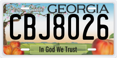 GA license plate CBJ8026