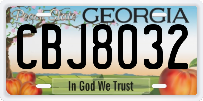 GA license plate CBJ8032