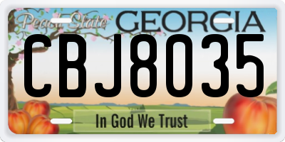 GA license plate CBJ8035