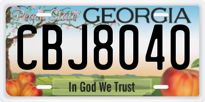 GA license plate CBJ8040
