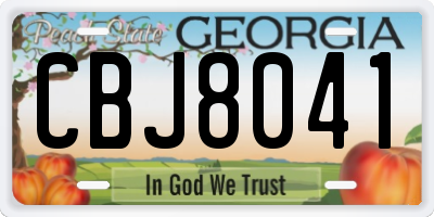 GA license plate CBJ8041