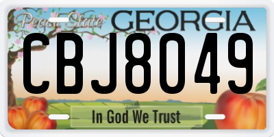 GA license plate CBJ8049
