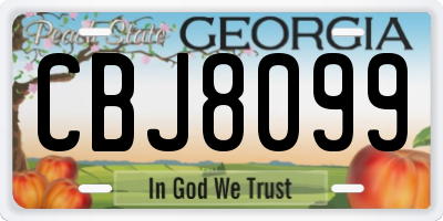 GA license plate CBJ8099