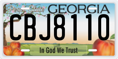 GA license plate CBJ8110