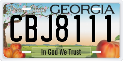 GA license plate CBJ8111