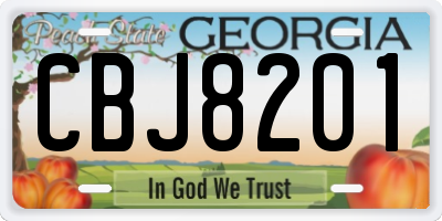 GA license plate CBJ8201