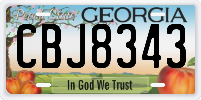 GA license plate CBJ8343