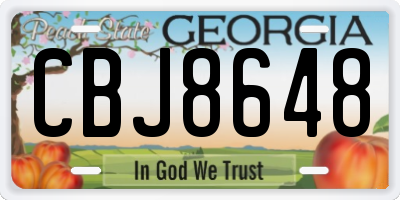 GA license plate CBJ8648